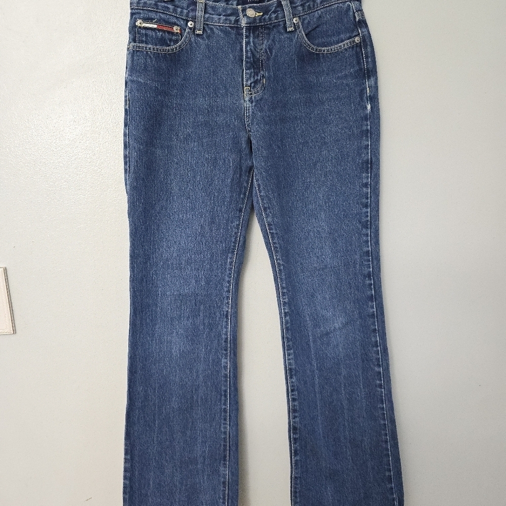 TOMMY HILFIGER VINTAGE JAMIL 2000 Women's Bootcut Denim Jeans Size 9 Juniors Y2K - Picture 2 of 13